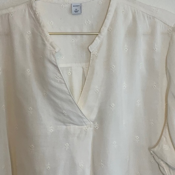 Old Navy Creamy White Cotton Blend Long Sleeve Split Neck Tunic XL - Picture 2 of 8